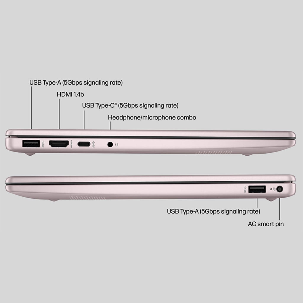 HP Laptop 2026 Edition with Copilot AI, 8GB RAM, 256GB SSD + 128GB UFS, Intel Processor, Long Battery Life, Lightweight, 1 Year Office 365, Windows 11 Home S for Students & Office, Type-C HUB, Pink