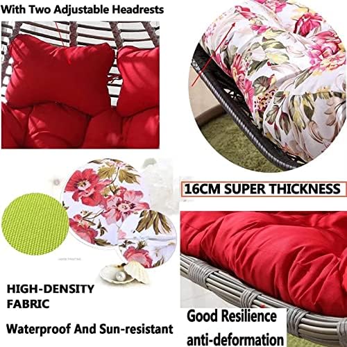 Replacement Double Egg Chair Cushion Outdoor Patio Wicker Loveseat Hanging Swing Egg Chairs for 2 Persons Ideal for Patio Backyard Balcony - Hammock Swing Chair Cushion