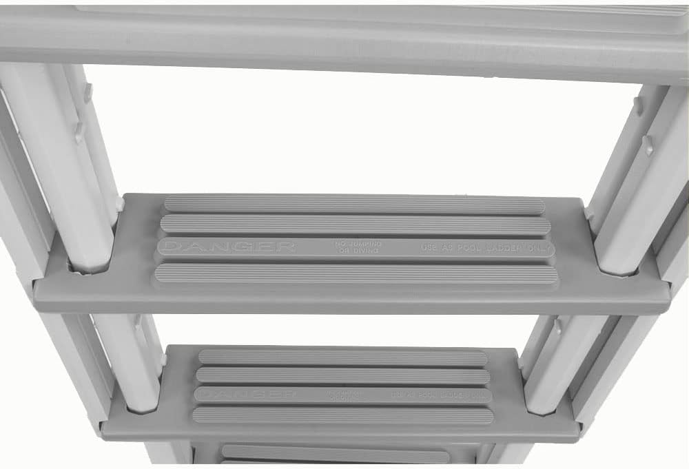 Aqua Select Everest in Pool Step and Outside Flip Up Ladder System | White with Blue Steps | for Above Ground Swimming Pools | Wide Steps for Added Stability | Safety Stairs Capacity Up to 350 lbs