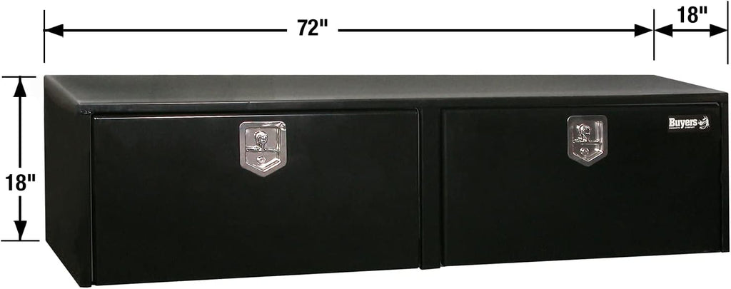 Buyers Products 1702325 Black Steel Underbody Truck Tool Box – 18 x 18 x 72 Inch - Truck Bed & Underbelly RV Storage Box, Locking T-Latch, Weather-Resistant, Heavy-Duty Flatbed Job Box, Made in USA