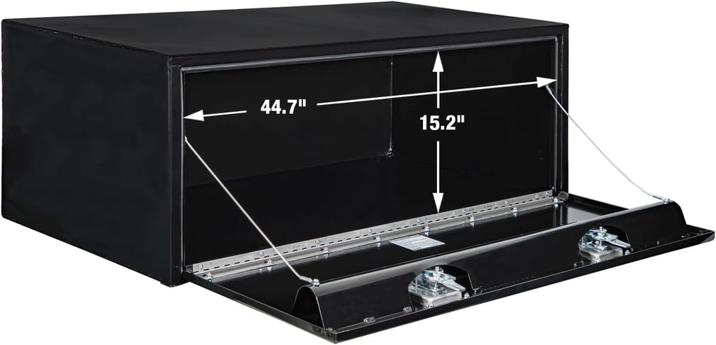 Buyers Products 1708310 Black Steel Underbody Truck Tool Box – 18 x 24 x 48 Inch - Truck Bed & Underbelly RV Storage Box, Locking T-Latch, Weather-Resistant, Heavy-Duty Flatbed Job Box, Made in USA
