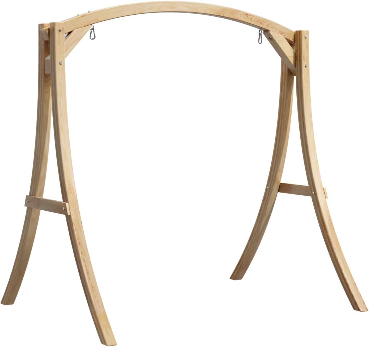 VINGLI 6.7FT Porch Swing Frame, 1000LBS Heavy Duty A-Frame Wooden Porch Swing Stand with Curved Arc Top for 5FT Porch Swing, Large Swing Hanger for Garden, Patio, Backyard & Indoor, Natural