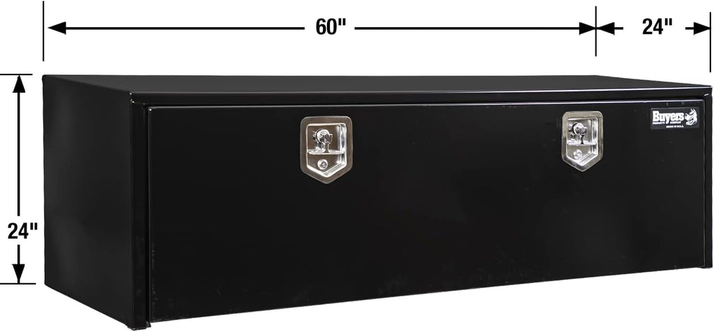 Buyers Products 1704315 Black Steel Underbody Truck Tool Box – 24 x 24 x 60 Inch - Truck Bed & Underbelly RV Storage Box, Locking T-Latch, Weather-Resistant, Heavy-Duty Flatbed Job Box, Made in USA