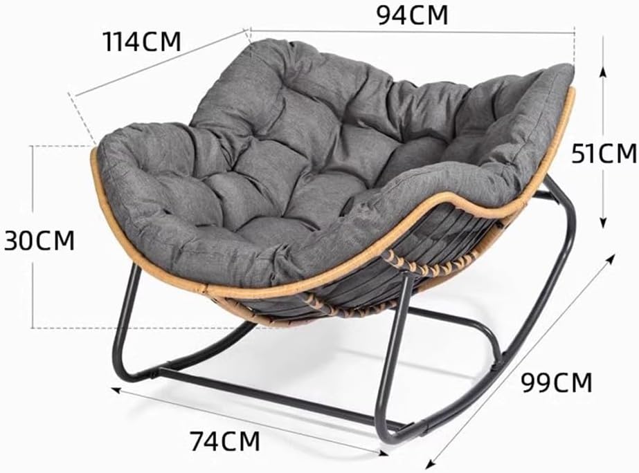 Etlegor Outdoor Patio Rocking Chair, Indoor Reading Chair with Cushion Rattan Wicker Lounge Chair for Living Room Front Porch Garden Balcony Lawn(Dark Grey)