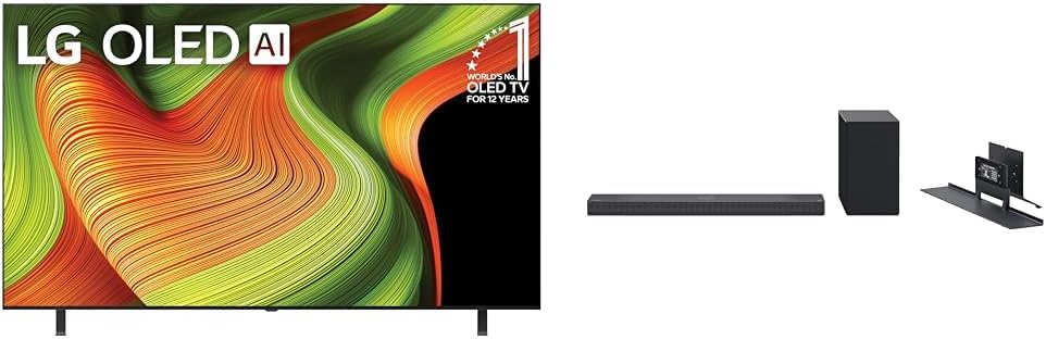 LG 83-Inch Class OLED AI 4K B5 Series Smart TV (OLED83B5PUA, 2025) SC9S 3.1.3-Channel Perfect Matching Soundbar (2024 Model)