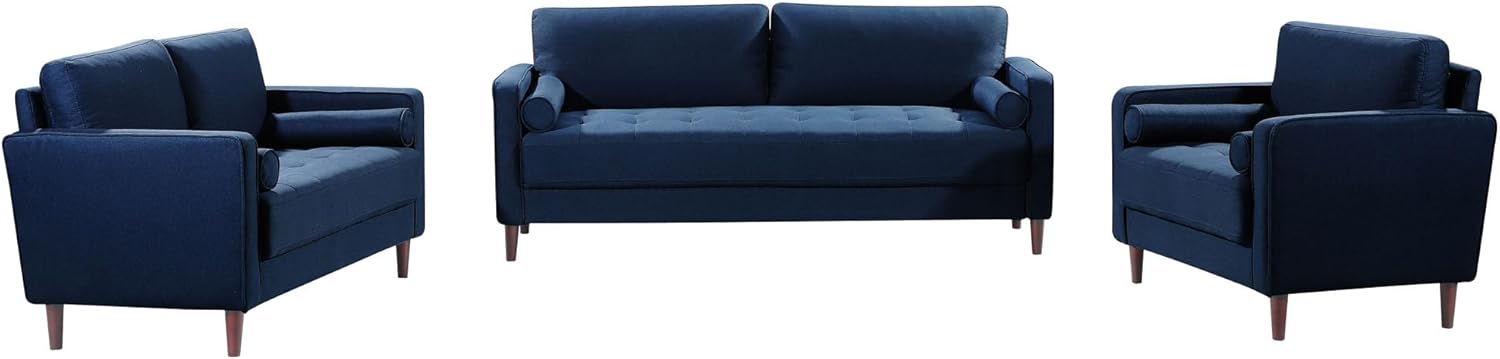 Studio Living® Lexington 52.4' Loveseat, Mid-Century Modern, Pocket Coil Comfort, Easy Assembly, Woven Fabric, Navy Blue