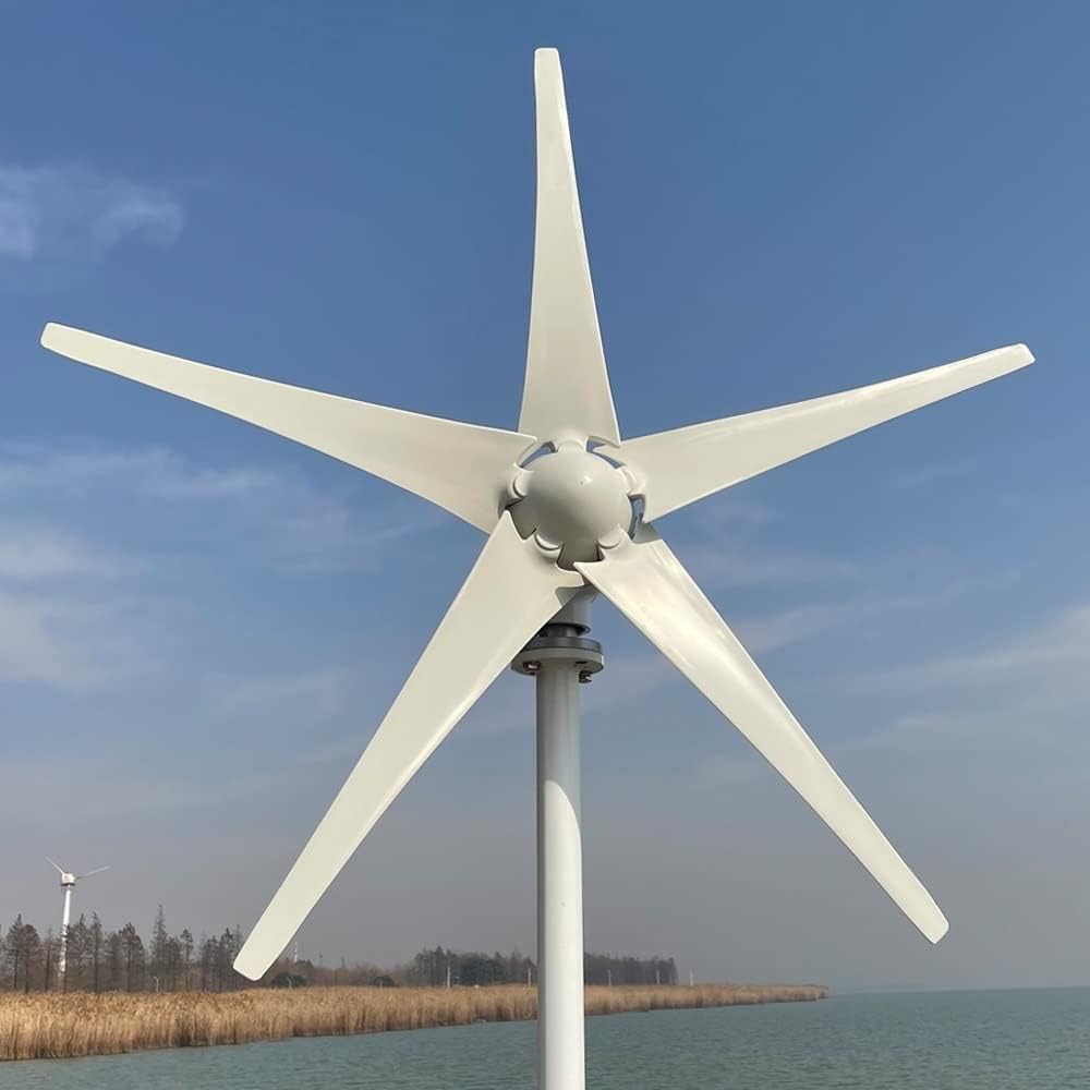 Wind Turbine Generator, 3000w 5 Blades Free Energy Wind Energy HIGH Efficient 12v 24v Wind Turbine Generator With MPPT Controller Wind System for Boats, Gazebos, Chalets, or Mobile Homes(Wind turbine