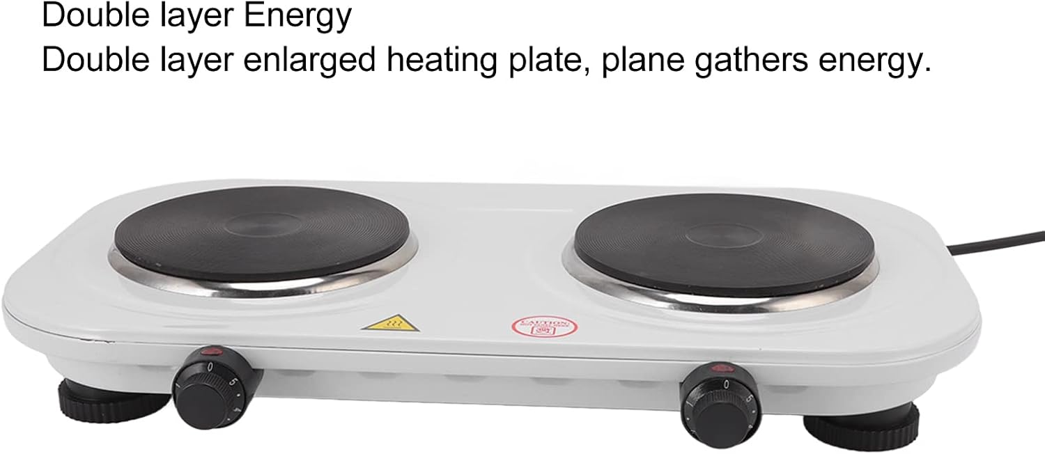Hot Plate, Electric Double Portable Induction Cooktop Double Home Adjustable Temperature Electric Stove Cast Iron Electric Stove for Kitchen Camping Cooking