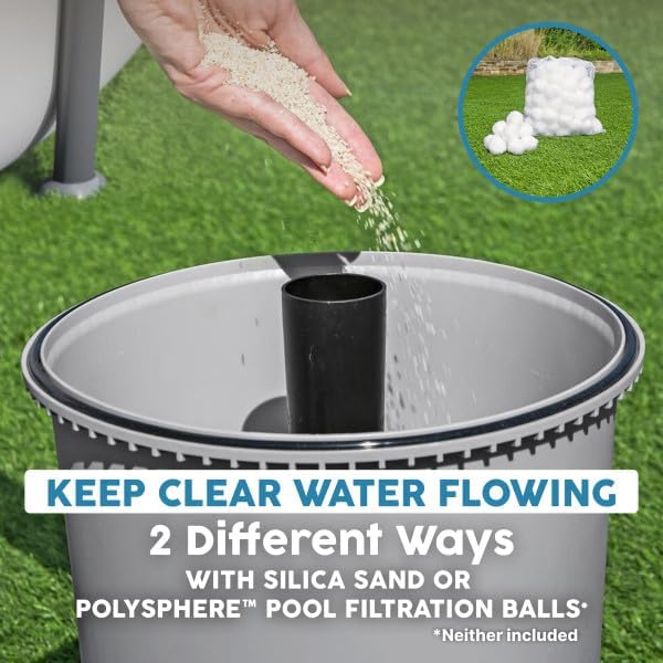 Bestway 950 Gallon Sand Filter Pool Pump for 300 to 4,800 Gallon Above Ground Outdoor Swimming Pools with Pre-Filter Strainer for Clean Water