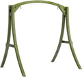 VINGLI 6.7FT Porch Swing Frame, 1000LBS Heavy Duty A-Frame Wooden Porch Swing Stand with Curved Arc Top for 5FT Porch Swing, Large Swing Hanger for Garden, Patio, Backyard & Indoor, Green