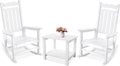 Stoog All-Weather Patio Rocking Chairs Set of 2 with Table, 3 Piece Front Porch Rocker Set, 400Lbs Support Porch Rocker for Backyard, Lawn, Patio, Garden and Indoor, White