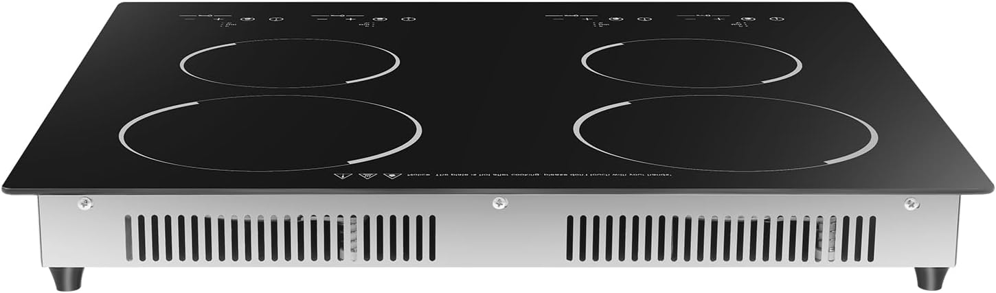 Electric Cooktop, 24 Inch 4 Burner Ceramic Cooktops with Timing Function Child Lock Electric Ceramic Stove Top 9 Heating Levels 110V 3800W