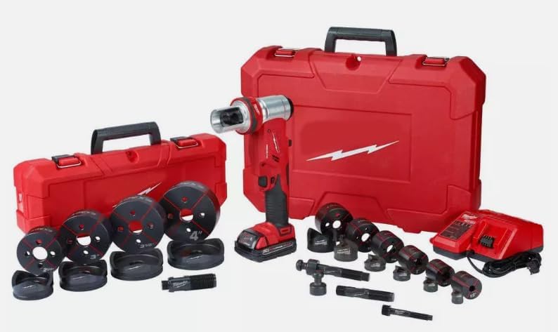For Milwaukee 2677-23 M18 18V 4-Inch 6-Ton Forcelogic Knockout Tool Kit，Specialty Electrician Tools，with Toolbox 2PC.