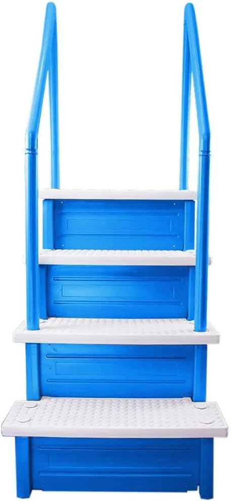 Aqua Select Anti-Slip in-Pool Steps | Blue/White Steps | for Above Ground Swimming Pools | Can Mount to Decks 48' to 54' H | Safety Stairs Capacity Up to 350 lbs