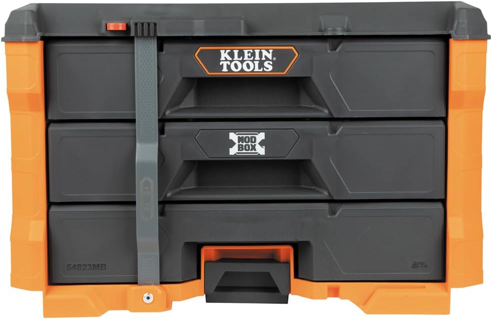 Klein Tools 54823MB MODbox 3-Drawer Tool Box Organizer, Heavy-Duty Tool Storage, Stackable Module, 50-Pound Capacity