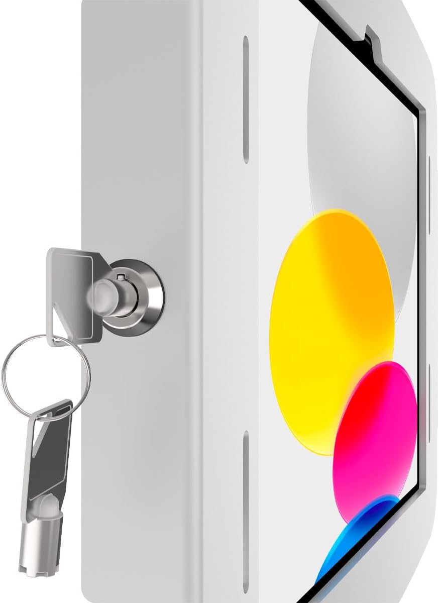 Compulocks iPad 10th-11th (A16) Gen Space Enclosure with Core Counter Stand or Wall Mount - White | Secure iPad Kiosk, Tablet Holder, POS Display, Retail Showcase