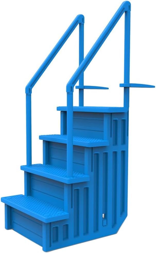 Aqua Select Anti-Slip in-Pool Steps | Blue | for Above Ground Swimming Pools | Can Mount to Decks 48' to 54' H | Safety Stairs Capacity Up to 350 lbs
