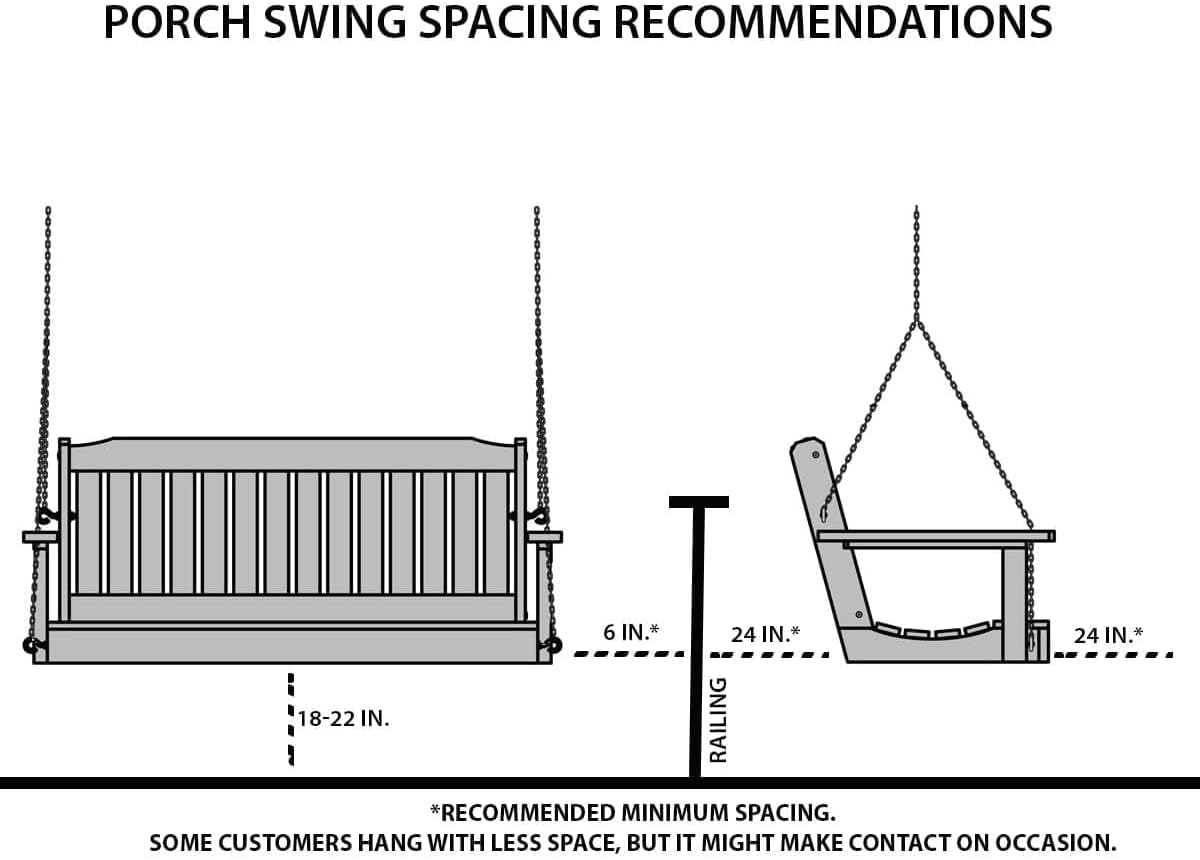 Amish Casual Heavy Duty Mission Treated Porch Swing, 6-Foot, Dark Walnut Stain, 8Ft Chains, Without Cups