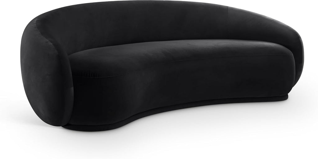 Meridian Furniture 44044Black-S Emery Collection Modern | Contemporary Sofa with Ultra Luxe Black 460 GSM Velvet, Solid Eucalyptus Wood Inner Frame, 95' W x 45.5' D x 31' H, Black