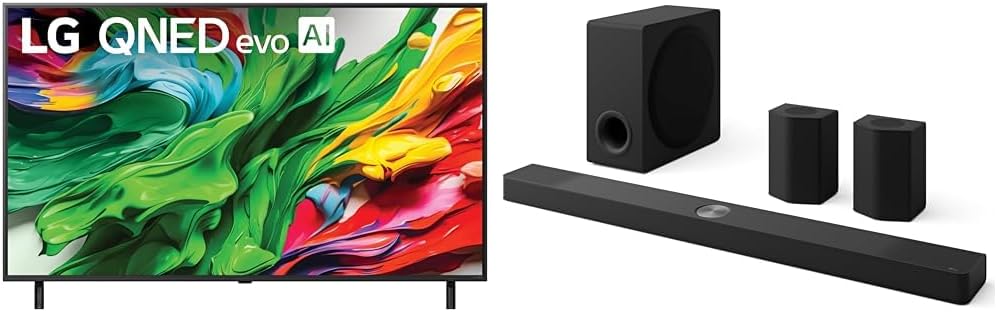LG 55-Inch Class QNED evo AI QNED85A Series Mini LED 4K Smart TV (55QNED85AUA, 2025) LG S95AR 9.1.5 ch. Home Theater Soundbar with Wireless Subwoofer (2025 Model)
