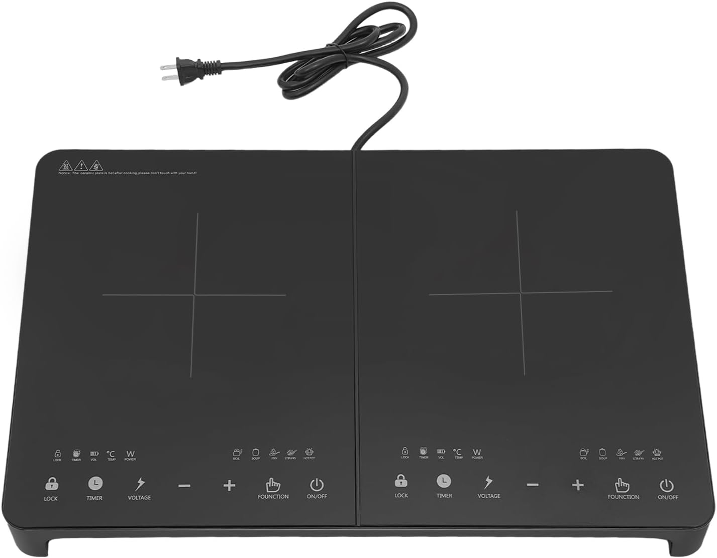 Double Induction Cooktop 110V 4000W Electric Burner 2 Burner Hot Plate LED Sensor Touch Induction Stove with Child Safety Lock Overload Protection, Adjustable Temperature and Timer Functions