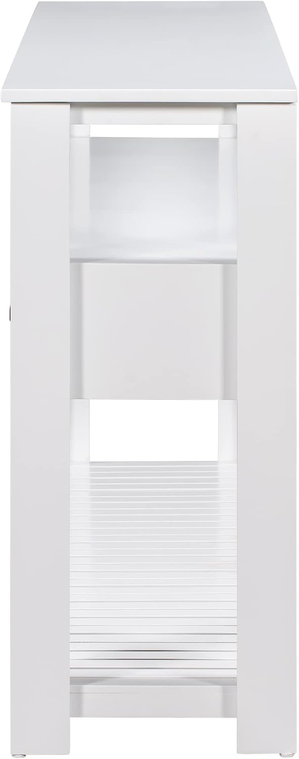 Modern Console Table Long Narrow 62-Inch Sofa Entry Table with Drawers & Open Shelves for Living Room Entryway, Easy Assembly (White)