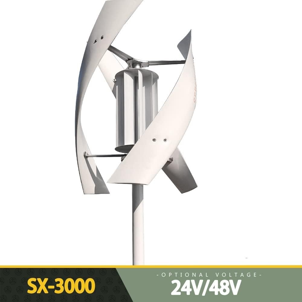 Wind Turbine Generator, 3000W 24V 48V Vertical Wind Turbine Generator for Home Free Energy Wind Power Windmill Permanent Maglev with MPPT Controller for Boats, Gazebos, Chalets, or Mobile Homes(With C