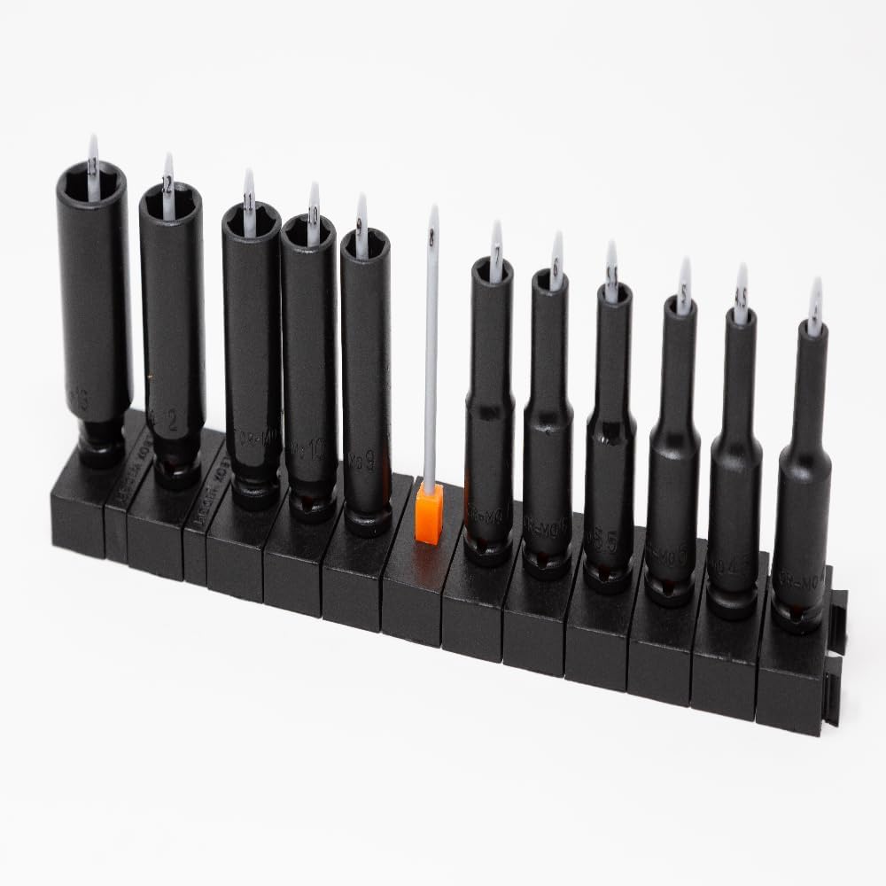 ToolBox Widget Socket Organizer ¼ Inch Pro Series – Modular Magnetic Socket Holder with Missing Tool Indicator – Size Stems NOT Included - 6 Pack, 72 Organizers