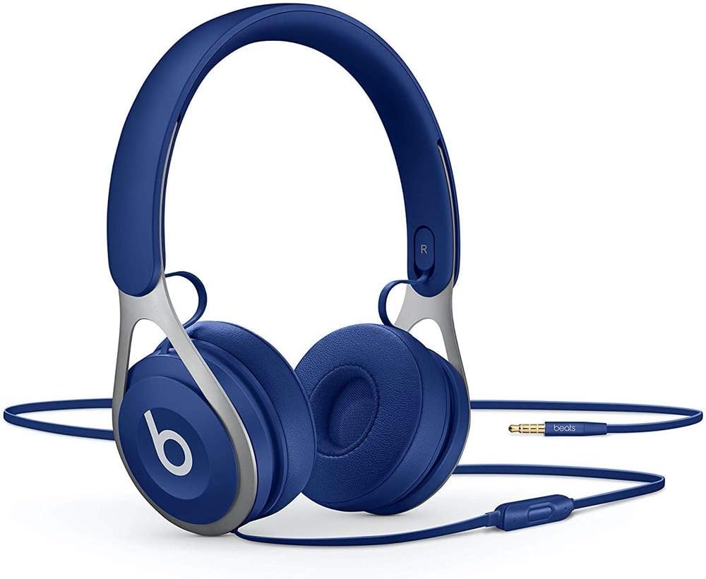 Beats EP Wired On-Ear Headphones - Battery Free for Unlimited Listening, Built in Mic and Controls - Blue