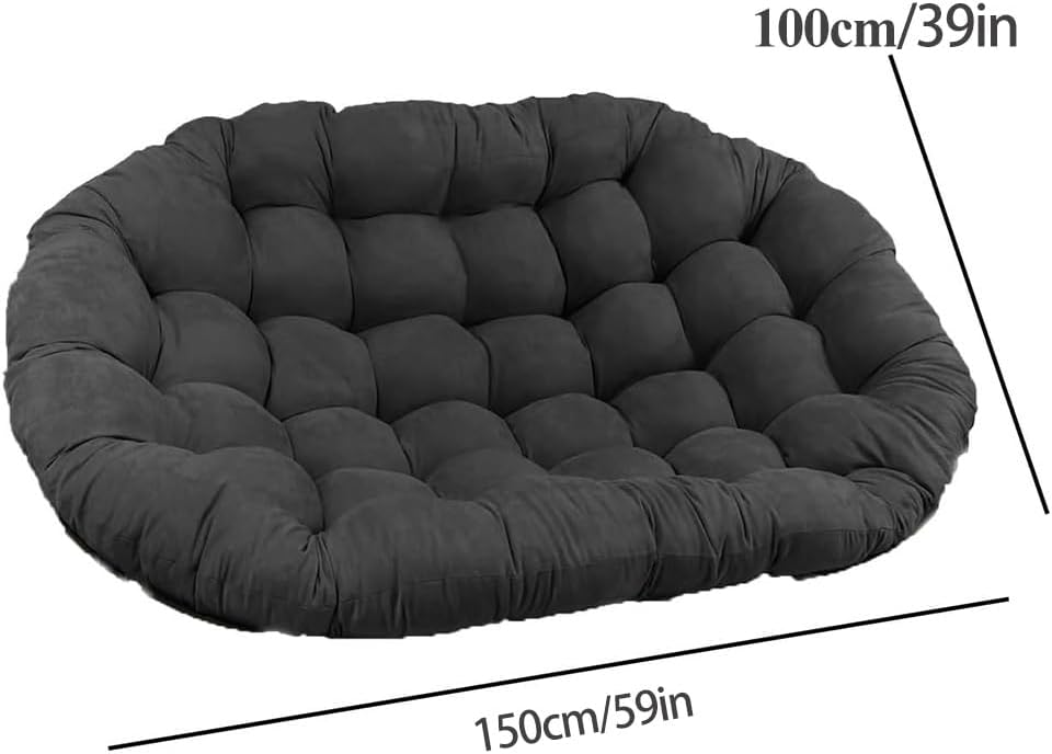 Oversized Double Papasan Chair Cushion 59 x 39 Inch (Without Chair), Outdoor Waterproof Hanging Swing Chair Cushion, Patio Swivel Rocker Chair Cushion with Headrest Pillow(Lake Blue)