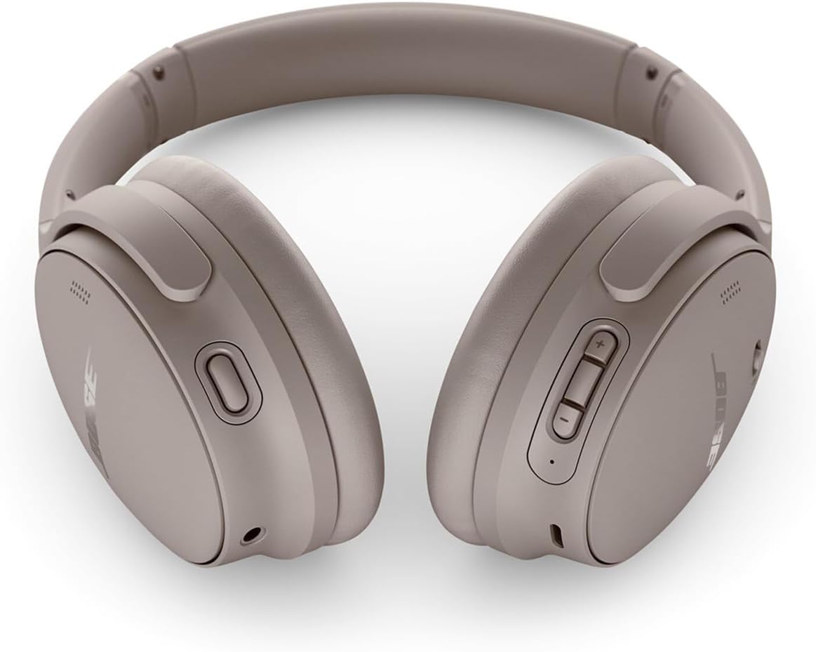 Bose QuietComfort Wireless Noise Cancelling Headphones, Bluetooth Over Ear Headphones Bundle with Green Extreme Wireless Portable Charger, (Sandstone)