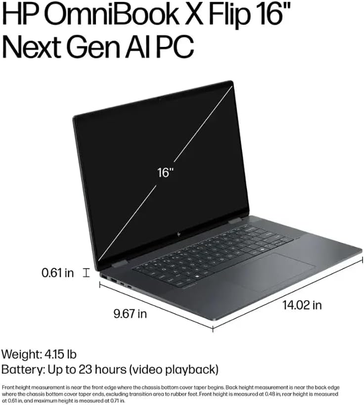 HP OmniBook X Flip 2-in-1 Laptop 2025, 16' WUXGA IPS Touchscreen ~ Ultra 7 256V 8-Core ~ Arc Graphics 140V ~ 16GB LPDDR5~2TB SSD ~ Backlit KB ~ Thunderbolt 4 ~ Wi-Fi 6E ~ Win11 Pro WWC 32GB USB