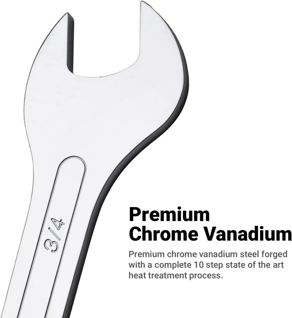 Capri Tools Super-Thin Open End Wrench Set with Wrench Rack, SAE, 1/4 to 1-1/4 in., 8-Piece