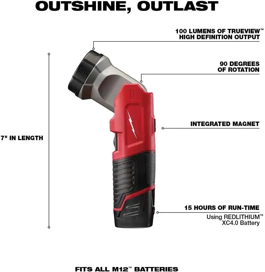 2498-25 for Milwaukee M12 Cordless 5-Tool Combo Kit 2457-20 Cordless Ratchet 2462-20 Impact Driver 2420-20 Reciprocating Saw 2407-20 Drill Driver 49-24-0146 Work Light