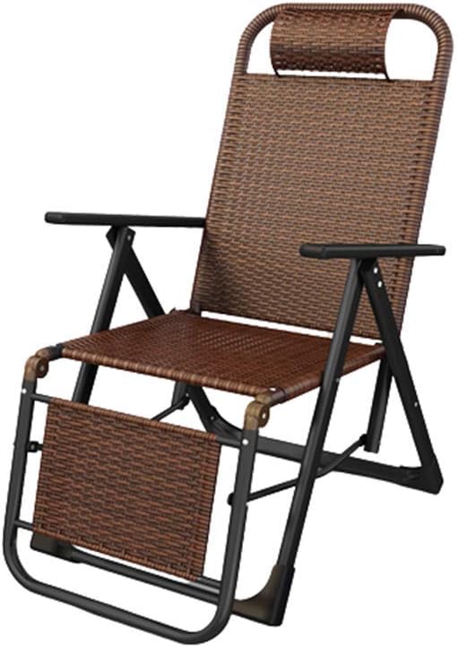 Folding Deck Chair, Leisure Rattan Garden Rocking Chair for Indoor nap Lunch Break/Outdoor Camping Beach