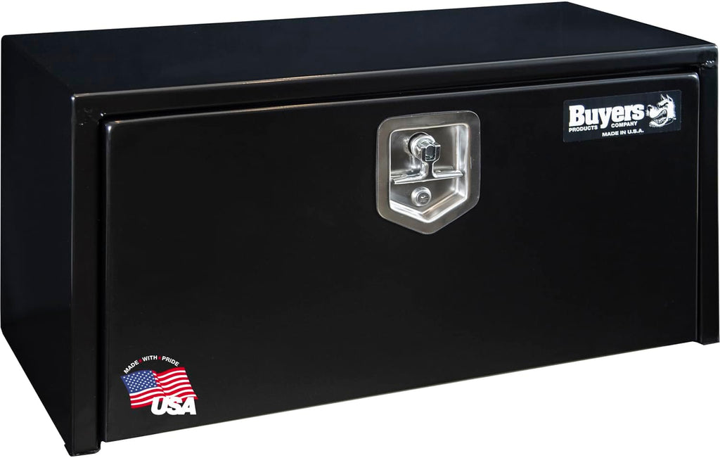 Buyers Products 1703324 Black Steel Underbody Truck Tool Box – 15 x 30 x 30 Inch - Truck Bed & Underbelly RV Storage Box, Locking T-Latch, Weather-Resistant, Heavy-Duty Flatbed Job Box, Made in USA