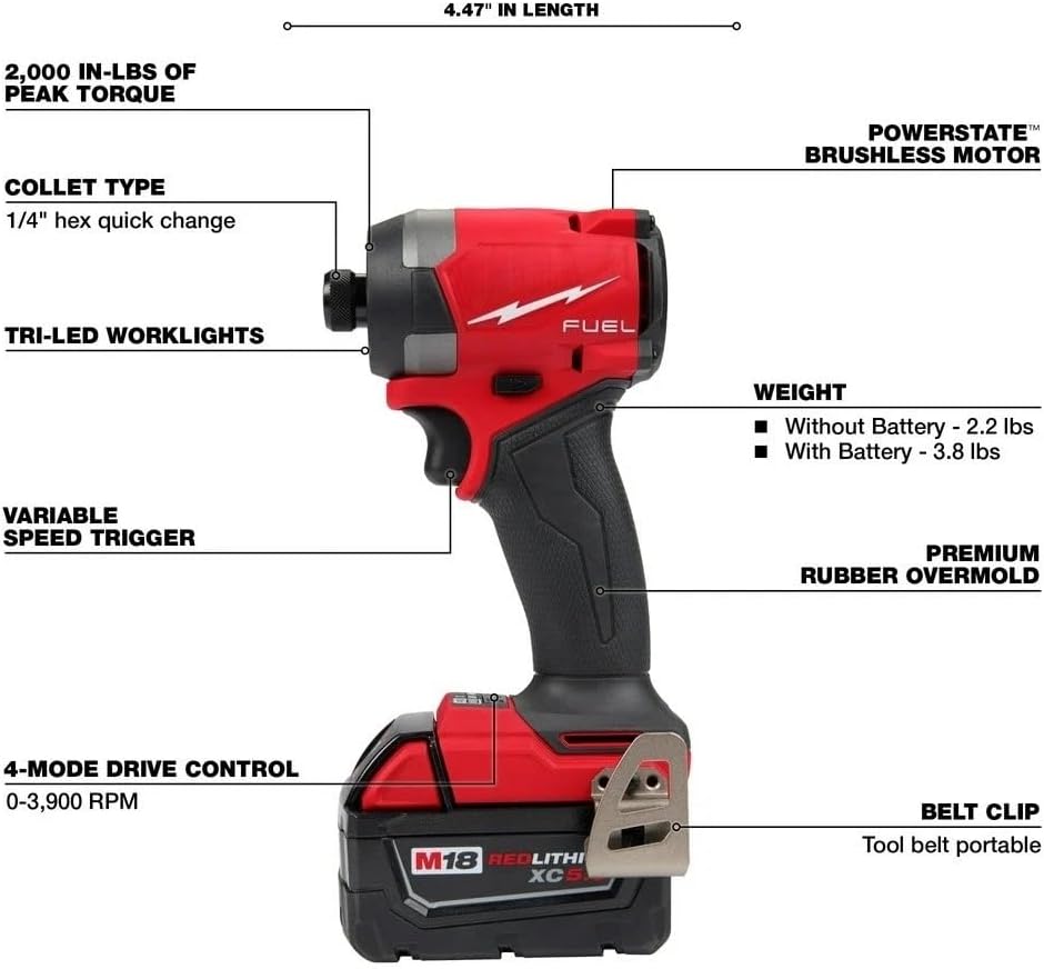 2-Tool Brushless Combo Kit 3697-22 for Milwaukee M18 FUEL 2904-20 Hammer Drill 2953-20 Impact Driver with Carrying case New