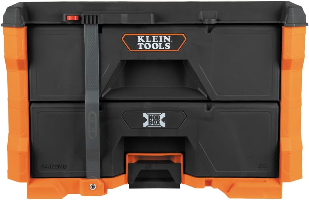 Klein Tools 54822MB MODbox 2-Drawer Tool Box, Double Drawer Tool Organizer, Stackable Module, 50-Pound Capacity