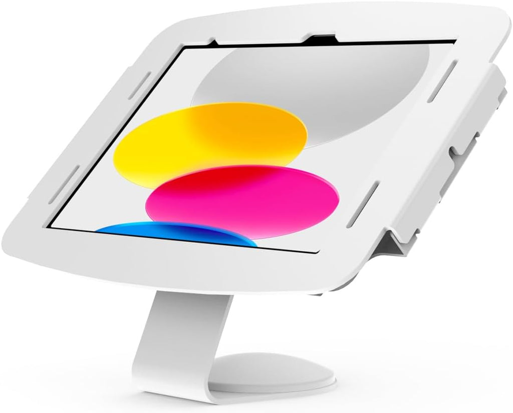 Compulocks iPad 10th-11th (A16) Gen Space Enclosure with Core Counter Stand or Wall Mount - White | Secure iPad Kiosk, Tablet Holder, POS Display, Retail Showcase