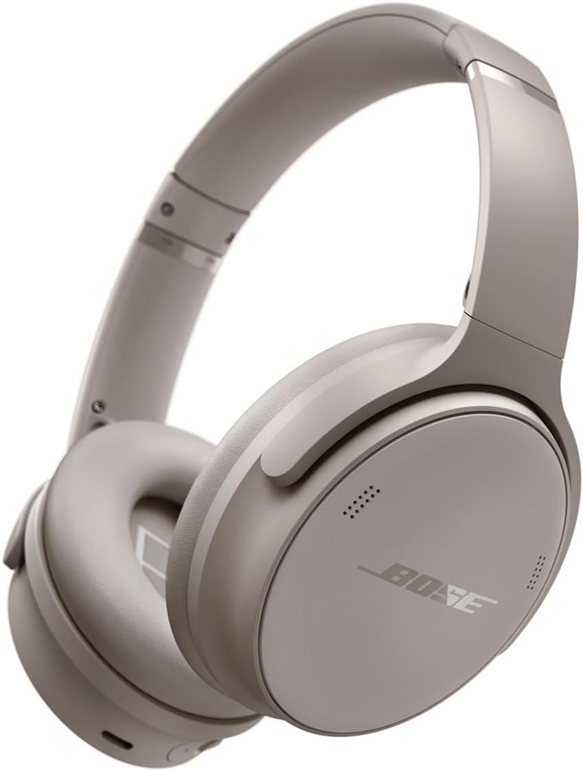 Bose QuietComfort Wireless Noise Cancelling Headphones, Bluetooth Over Ear Headphones Bundle with Green Extreme Wireless Portable Charger, (Sandstone)