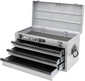 Boxo USA Heavy-Duty 3-Drawer Steel Tool Box - Portable Hand Carry Toolbox Organizer with Ball Bearing Slides & Secure Key & Digital Lock System (Nardo Gray)