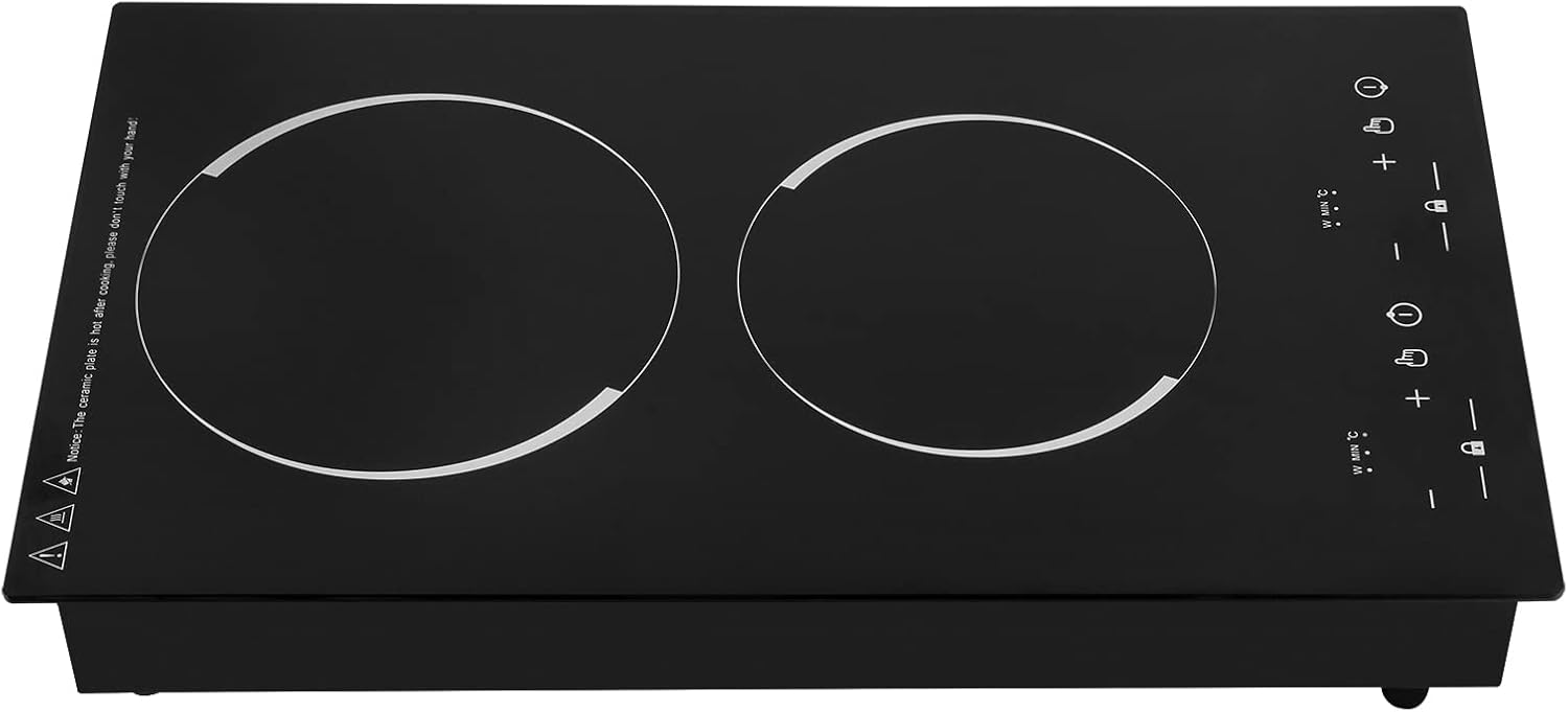 4000W Portable Induction Cooktop 2 Burner, Hot Plate Countertop Dual Dual Induction Cooktop Cooker Burner Stove Independent Control Safety Lock Timer for Home Kitchens, Dormitories