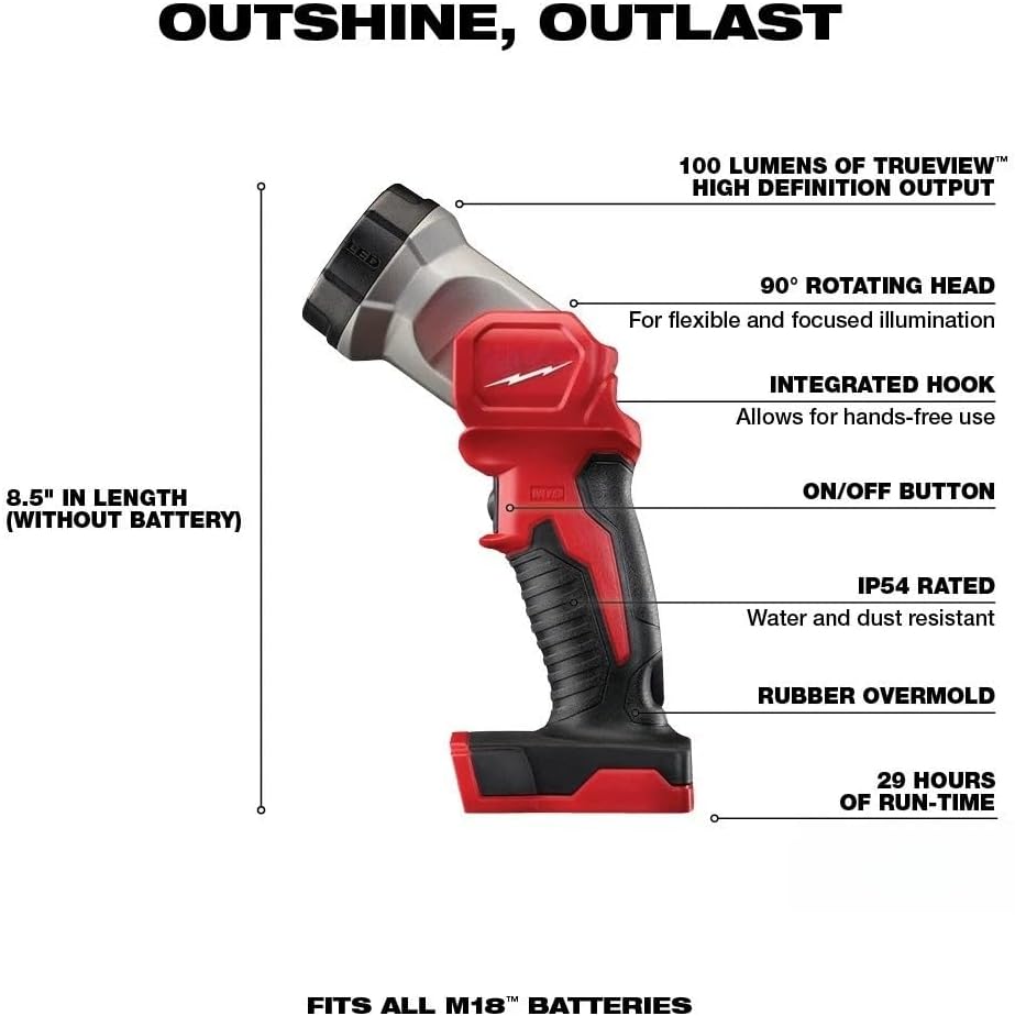 New Cordless 4 Tool Combo Kit 2696-24 for Milwaukee M18 2607-20 1/2' Hammer Drill/Driver 2620-20 Recip Saw 2656-20 1/4' Hex Impact Driver 2735-20 Work Light Kit
