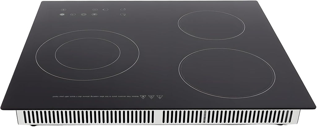 Electric Ceramic Cooktop, 24inch 3 Burners Electric Cooktop with Time Adjustable Function 9 Heating Levels Electric Stove Top
