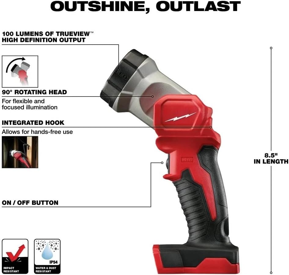 4-Tool Combo Kit 2696-24 for Milwaukee M18 Cordless Compact 2602-20 Hammer Drill Driver 2620-20 Recip Saw 1/4 Hex Impact Driver 49-24-0171 Work Light