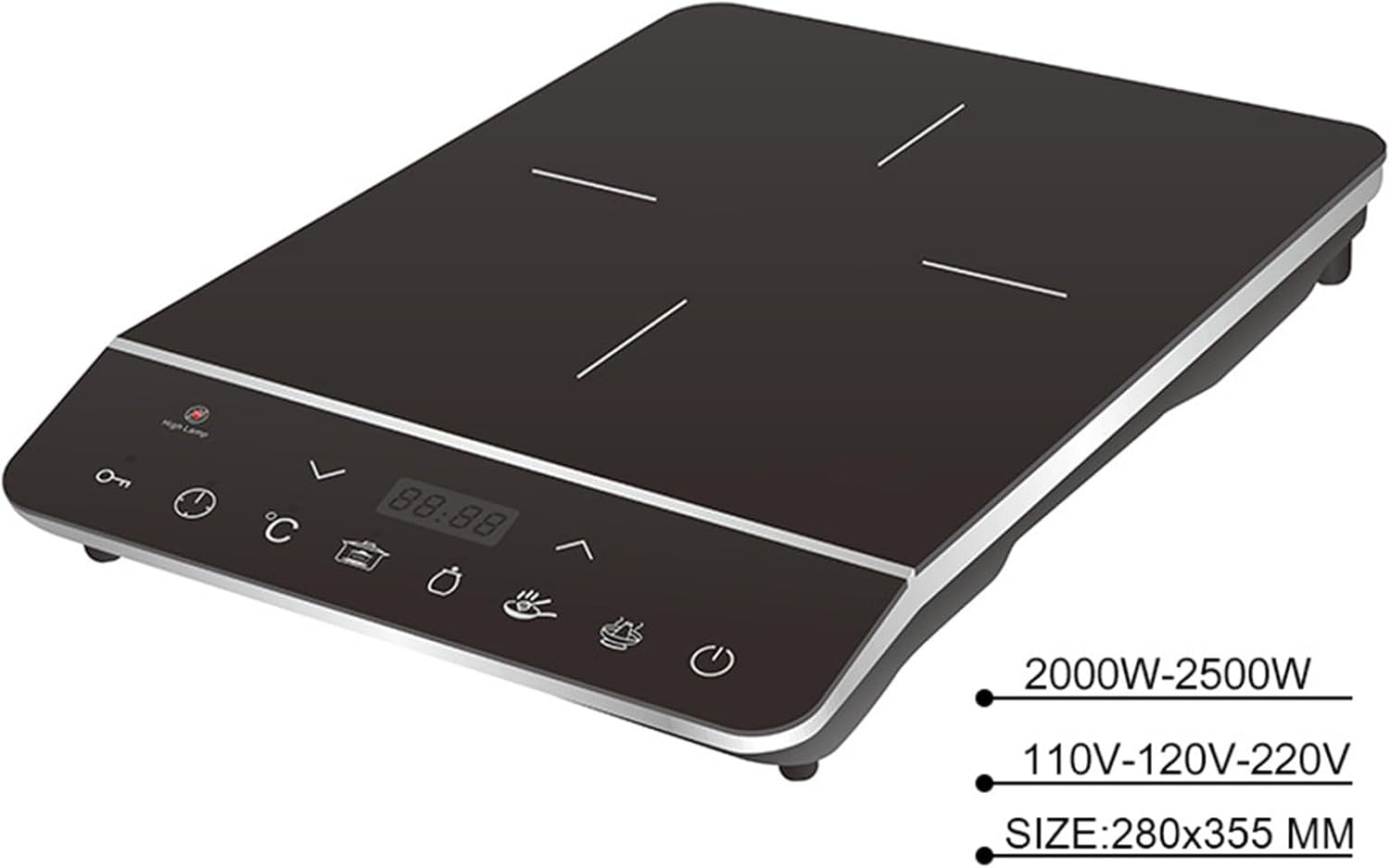 1800W High Power Induction Cooktop 9-Speed Safety Lock Intelligent Touch Control Heating Plate 3H Timer Portable Induction Cooktop