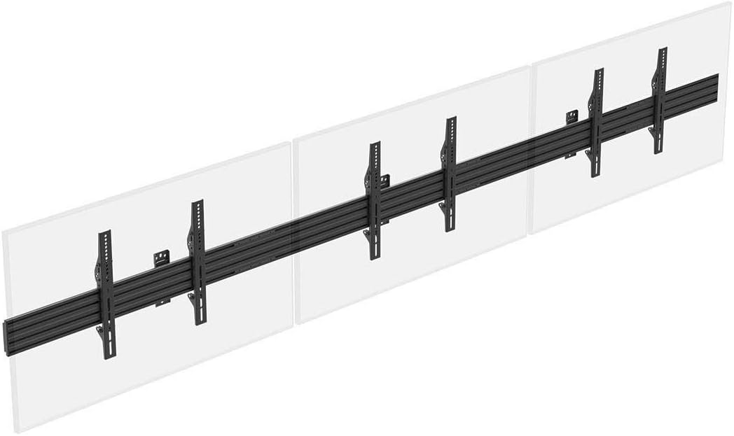 Monoprice 3x1 Menu Board Wall Mount for Screens Between 32in to 65in, Adjustable Tilt, Max Weight 66 Lbs Per Screen, VESA Patterns Up to 600x400, Steel Construction, Black - Commercial Series