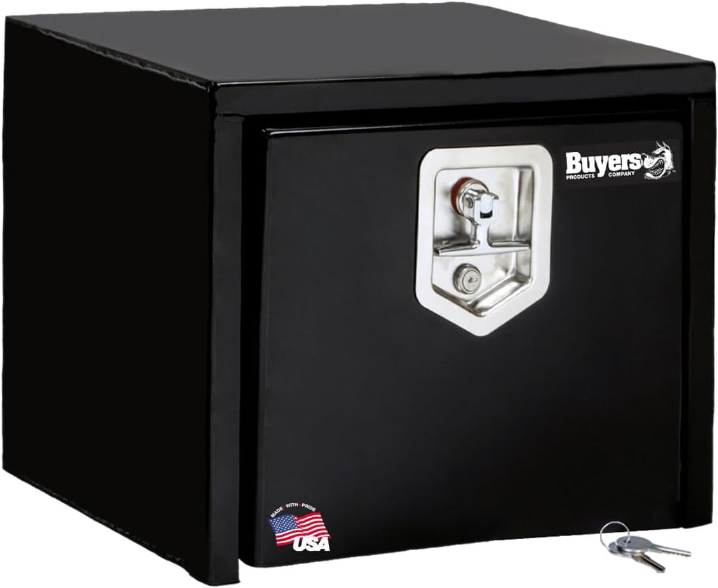 Buyers Products 1703349 Black Steel Underbody Truck Box with T-Handle Latch, 14 x 12 x 18 Inch, Contractor Toolbox For Organization And Storage, Job Tool Chest