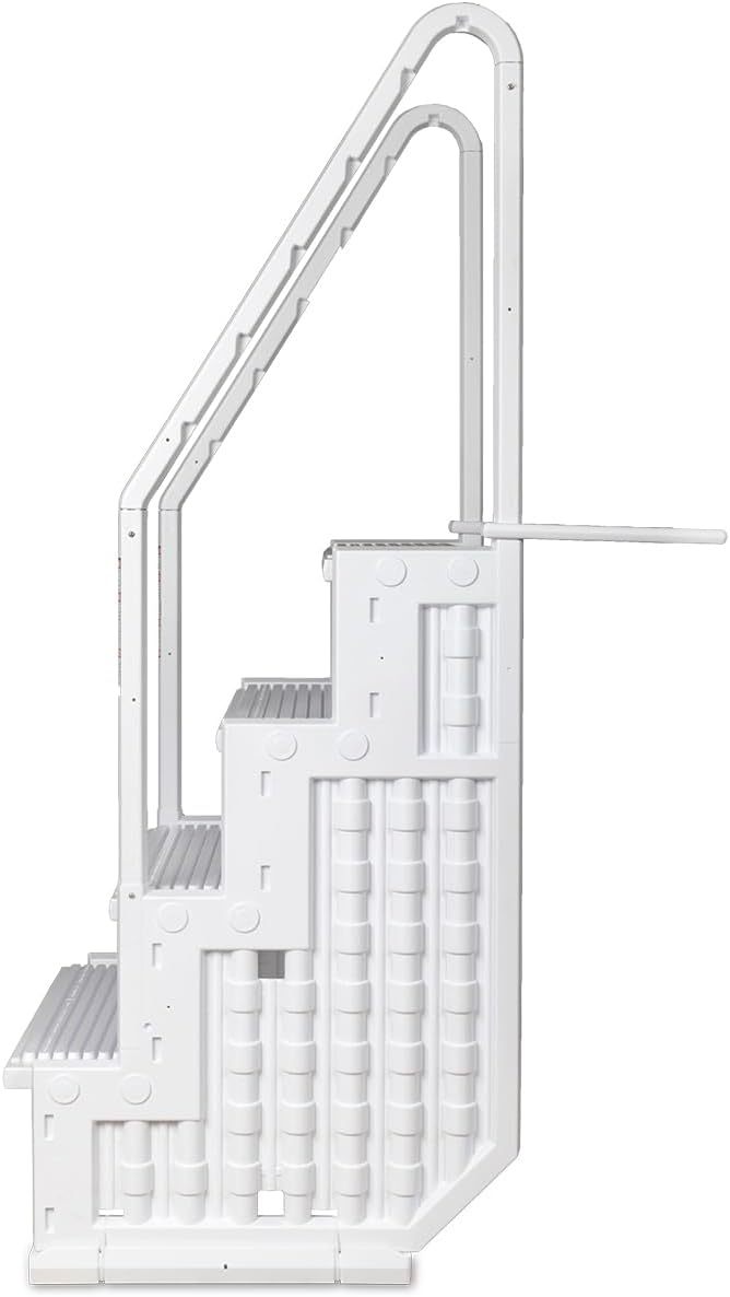 Aqua Select Everest in Pool Steps | White | for Above Ground Swimming Pools | Mount to Decks 48 to 54 Inches | Safety Stairs Capacity Up to 350 Pounds