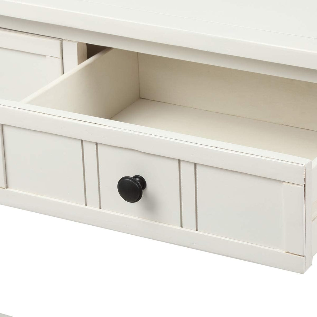 Bellemave Console Table with Drawers, Retro Entryway Table with 2 Drawers and Open Storage Shelf, Narrow Long Sofa Table, Behind Couch Table for Living Room, Foyer and Hallway, Ivory White